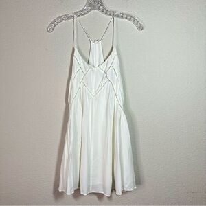 Lulus White Racerback Back‎ Zip Eyelet Sleeveless Fit & Flare Dress Womens Small